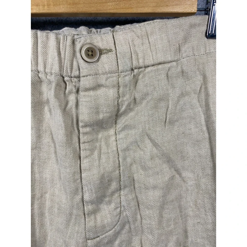 Tommy Bahama Mens XXL Tan Linen‎ Blend Elastic Waist Straight Leg Pants Khaki